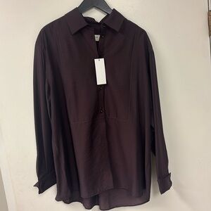 Kallmeyer NYC Chloe Bib Button Down Blouse in Pear